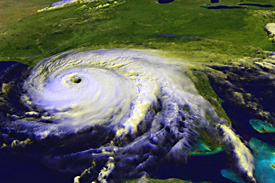Satellite imagery of Hurricane Ivan